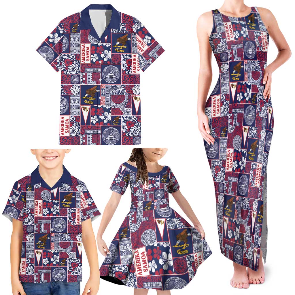 Manuia le Kerisimasi American Samoa Family Matching Tank Maxi Dress and Hawaiian Shirt Pacific Patchwork Xmas Vibes - Polynesian Pride