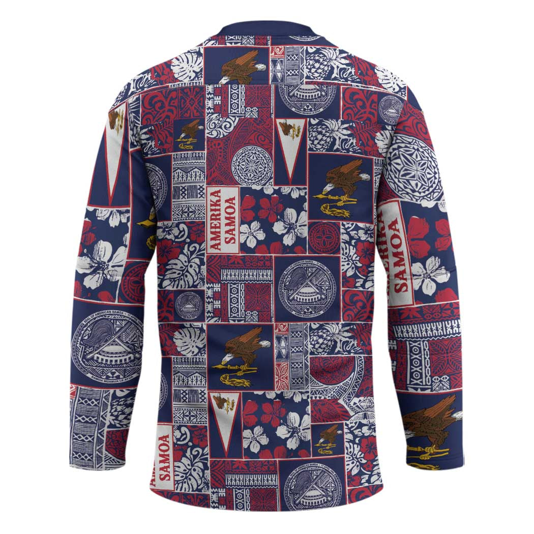 Manuia le Kerisimasi American Samoa Hockey Jersey Pacific Patchwork Xmas Vibes - Polynesian Pride