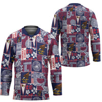 Manuia le Kerisimasi American Samoa Hockey Jersey Pacific Patchwork Xmas Vibes - Polynesian Pride