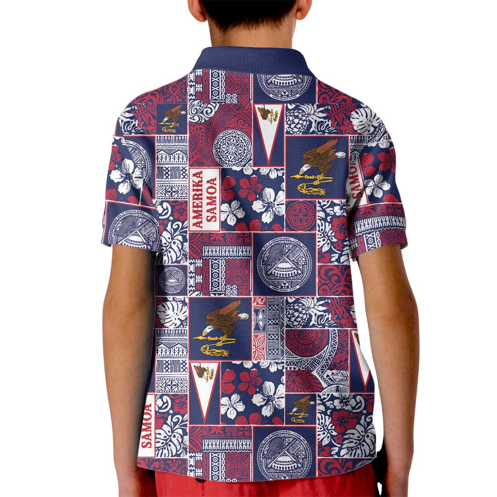 Manuia le Kerisimasi American Samoa Kid Polo Shirt Pacific Patchwork Xmas Vibes - Polynesian Pride