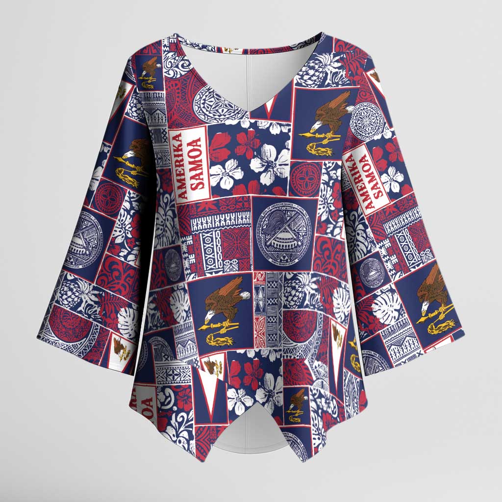 Manuia le Kerisimasi American Samoa Kimono Sleeve Blouse Pacific Patchwork Xmas Vibes LT9 Female Blue - Polynesian Pride