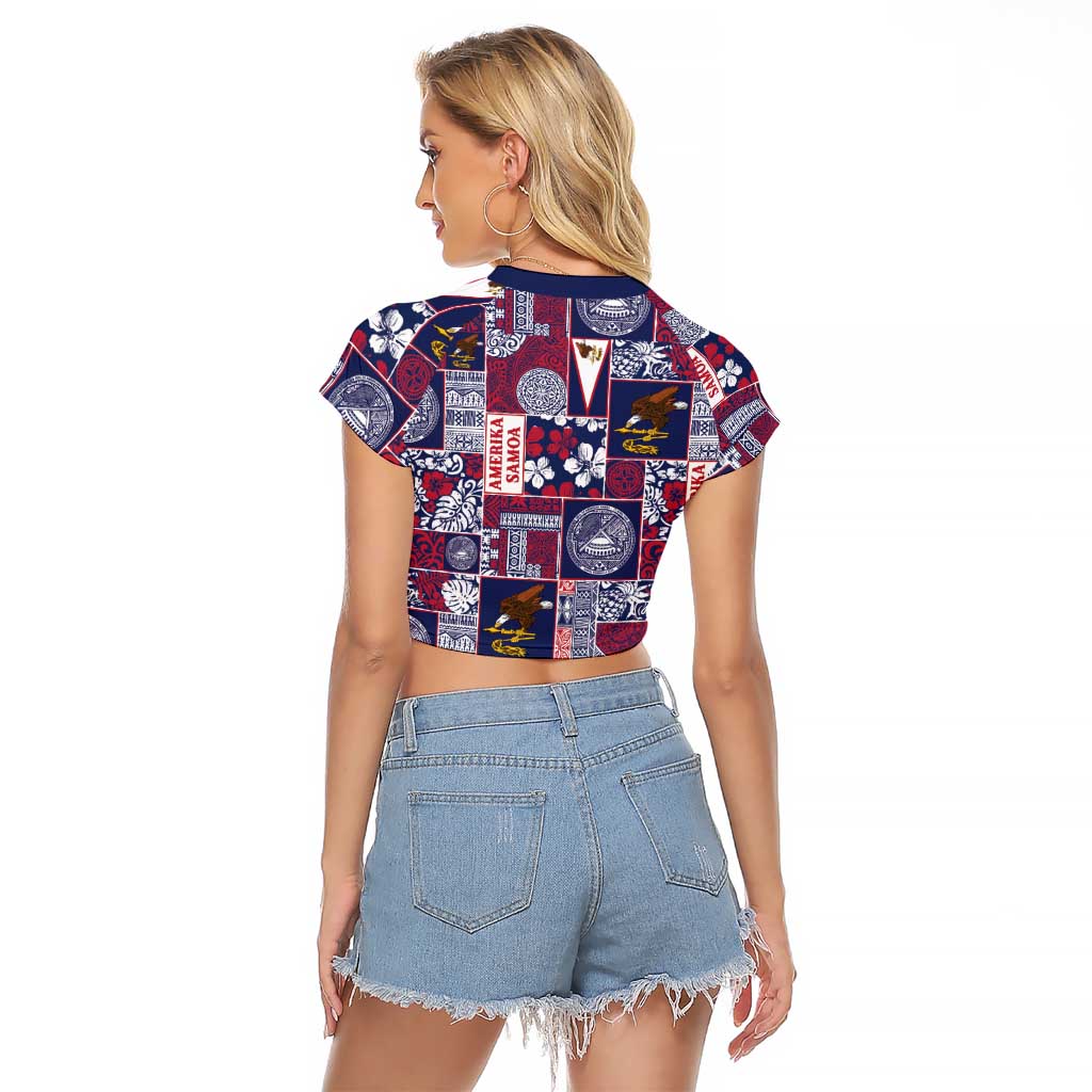Manuia le Kerisimasi American Samoa Raglan Cropped T Shirt Pacific Patchwork Xmas Vibes - Polynesian Pride