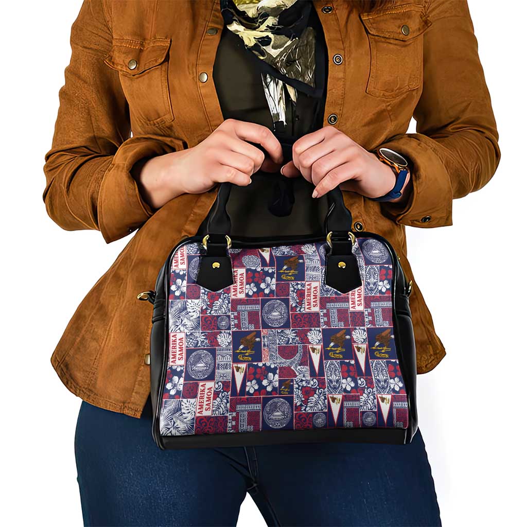Manuia le Kerisimasi American Samoa Shoulder Handbag Pacific Patchwork Xmas Vibes - Polynesian Pride