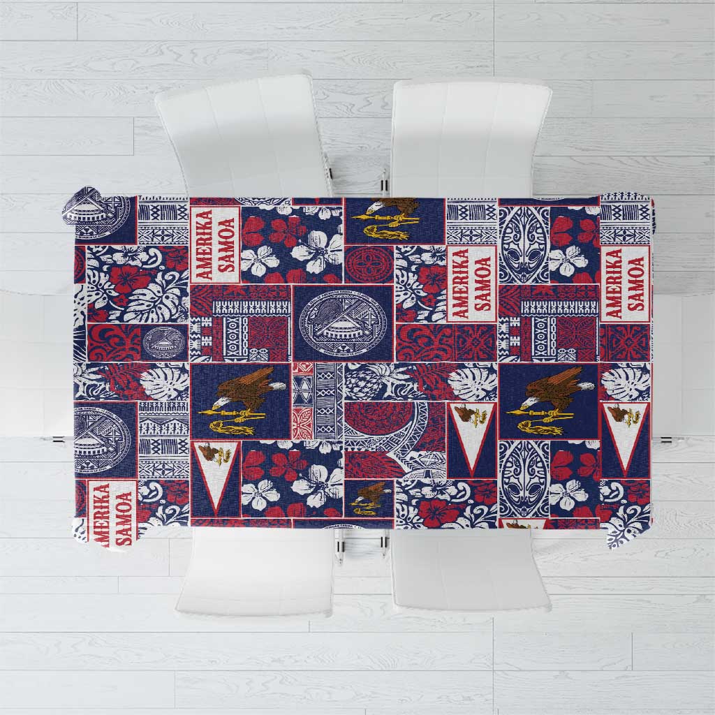 Manuia le Kerisimasi American Samoa Tablecloth Pacific Patchwork Xmas Vibes LT9 Blue - Polynesian Pride