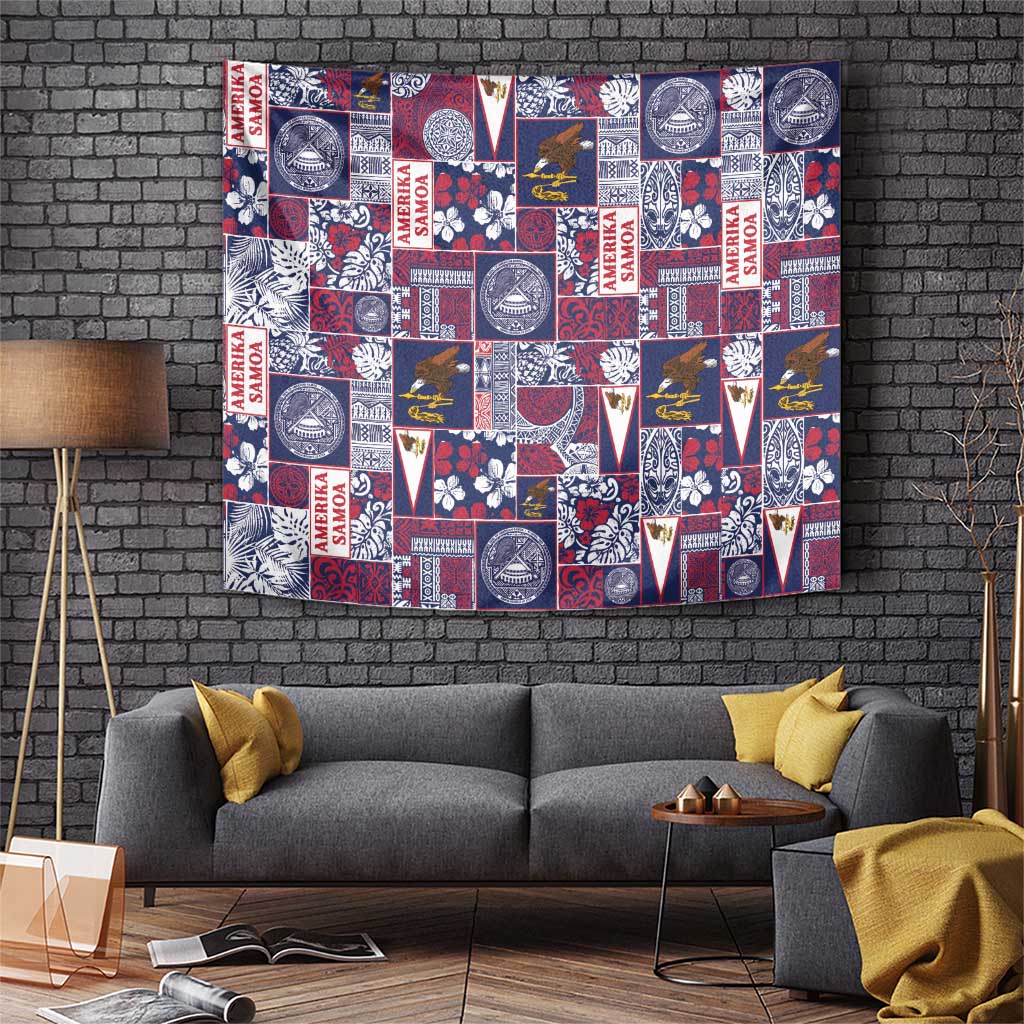 Manuia le Kerisimasi American Samoa Tapestry Pacific Patchwork Xmas Vibes LT9 Blue - Polynesian Pride