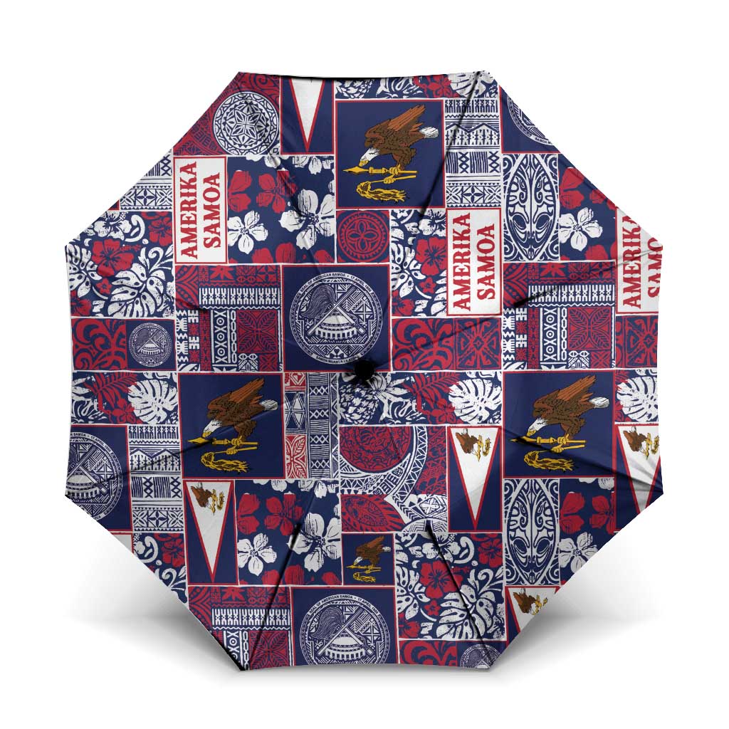 Manuia le Kerisimasi American Samoa Umbrella Pacific Patchwork Xmas Vibes LT9 One Size Folded 11.42 inch Opened Diameter 37.4 inch Blue - Polynesian Pride