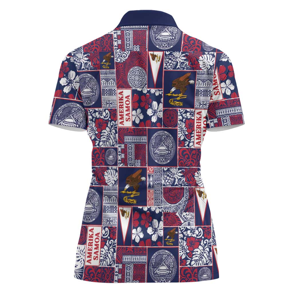 Manuia le Kerisimasi American Samoa Women Polo Shirt Pacific Patchwork Xmas Vibes - Polynesian Pride