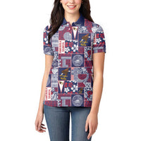 Manuia le Kerisimasi American Samoa Women Polo Shirt Pacific Patchwork Xmas Vibes - Polynesian Pride