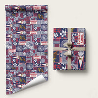 Manuia le Kerisimasi American Samoa Wrapping Paper Pacific Patchwork Xmas Vibes LT9 58" × 23" Blue - Polynesian Pride