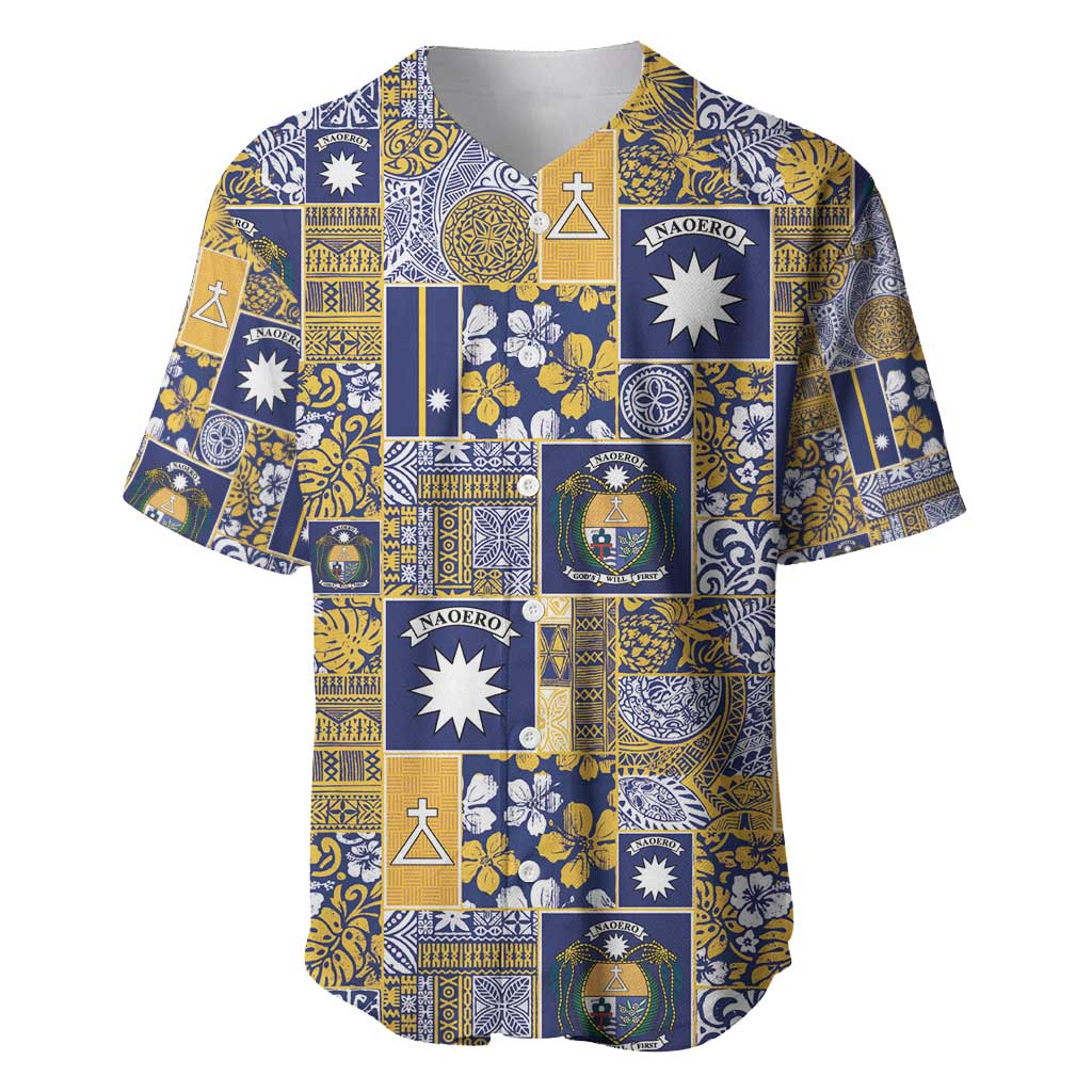 Ekamawir omo Nauru Baseball Jersey Pacific Patchwork Xmas Vibes - Polynesian Pride