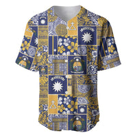 Ekamawir omo Nauru Baseball Jersey Pacific Patchwork Xmas Vibes - Polynesian Pride