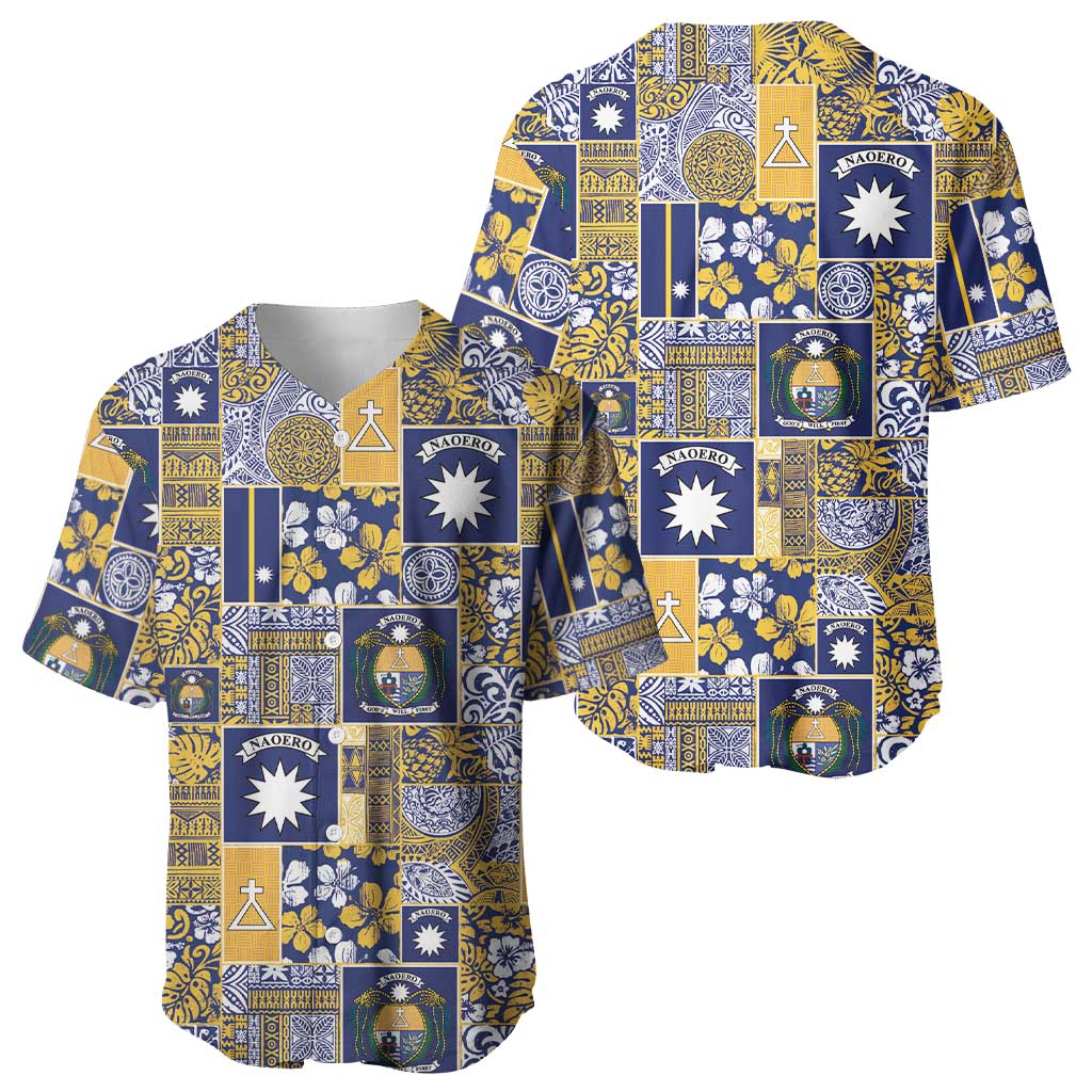 Ekamawir omo Nauru Baseball Jersey Pacific Patchwork Xmas Vibes - Polynesian Pride