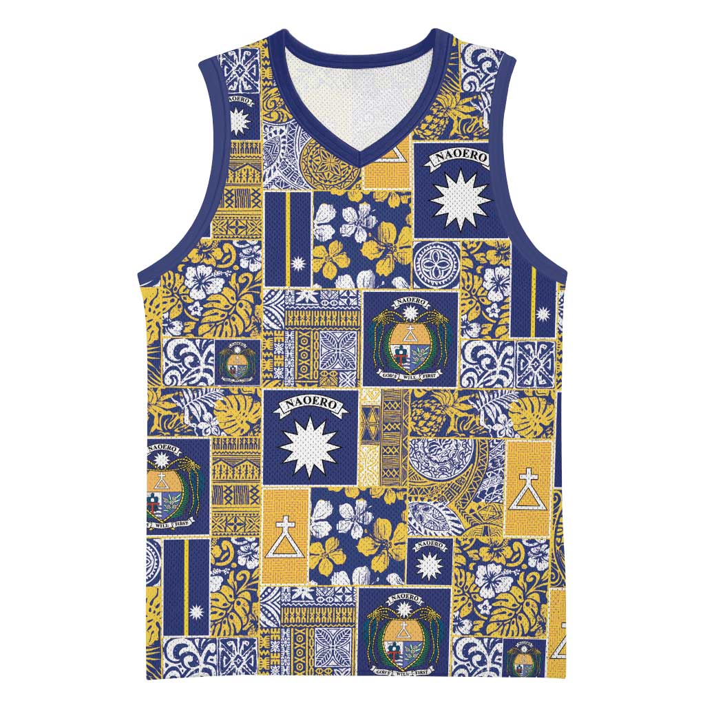 Ekamawir omo Nauru Basketball Jersey Pacific Patchwork Xmas Vibes - Polynesian Pride