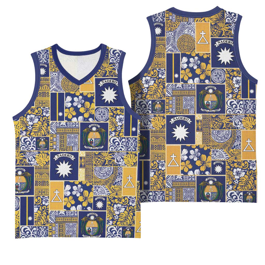 Ekamawir omo Nauru Basketball Jersey Pacific Patchwork Xmas Vibes - Polynesian Pride