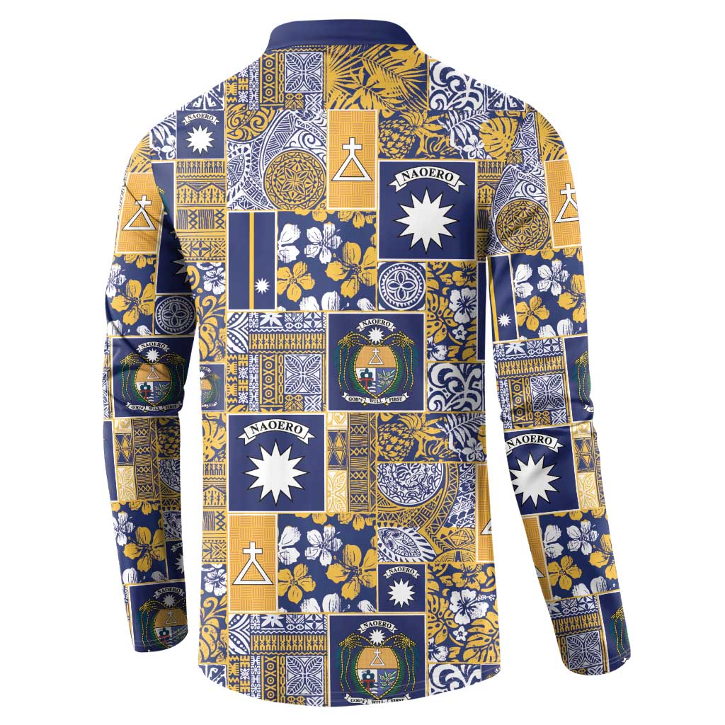 Ekamawir omo Nauru Button Sweatshirt Pacific Patchwork Xmas Vibes - Polynesian Pride