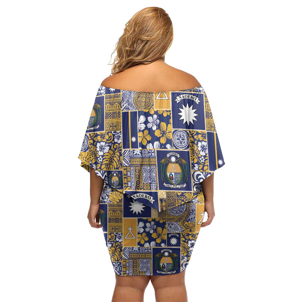 Ekamawir omo Nauru Family Matching Off Shoulder Short Dress and Hawaiian Shirt Pacific Patchwork Xmas Vibes - Polynesian Pride