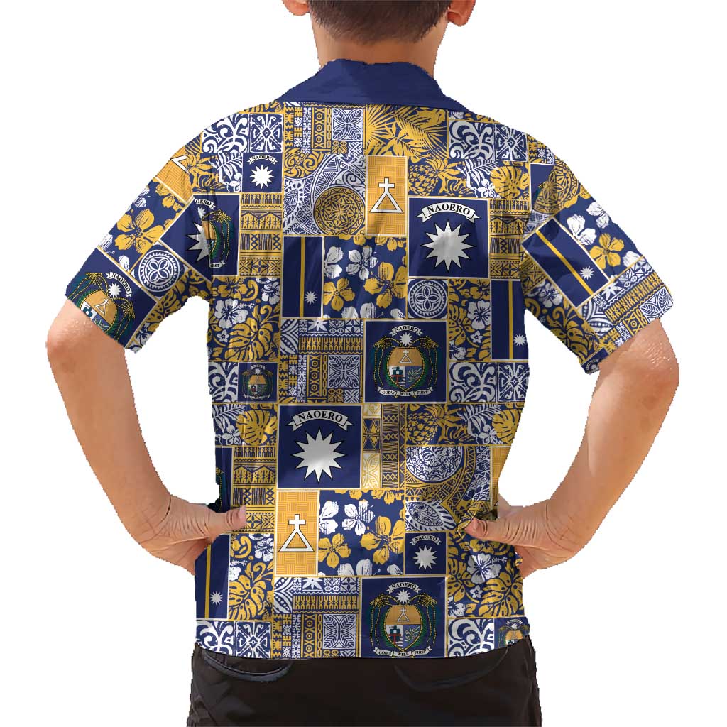 Ekamawir omo Nauru Family Matching Short Sleeve Bodycon Dress and Hawaiian Shirt Pacific Patchwork Xmas Vibes - Polynesian Pride