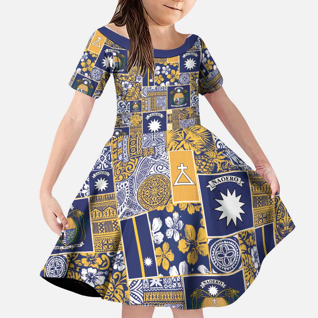 Ekamawir omo Nauru Family Matching Short Sleeve Bodycon Dress and Hawaiian Shirt Pacific Patchwork Xmas Vibes - Polynesian Pride