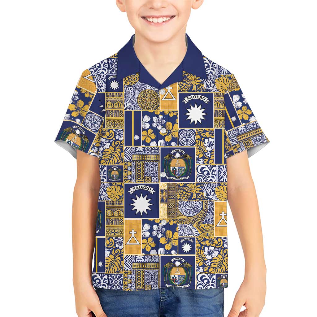 Ekamawir omo Nauru Family Matching Short Sleeve Bodycon Dress and Hawaiian Shirt Pacific Patchwork Xmas Vibes - Polynesian Pride