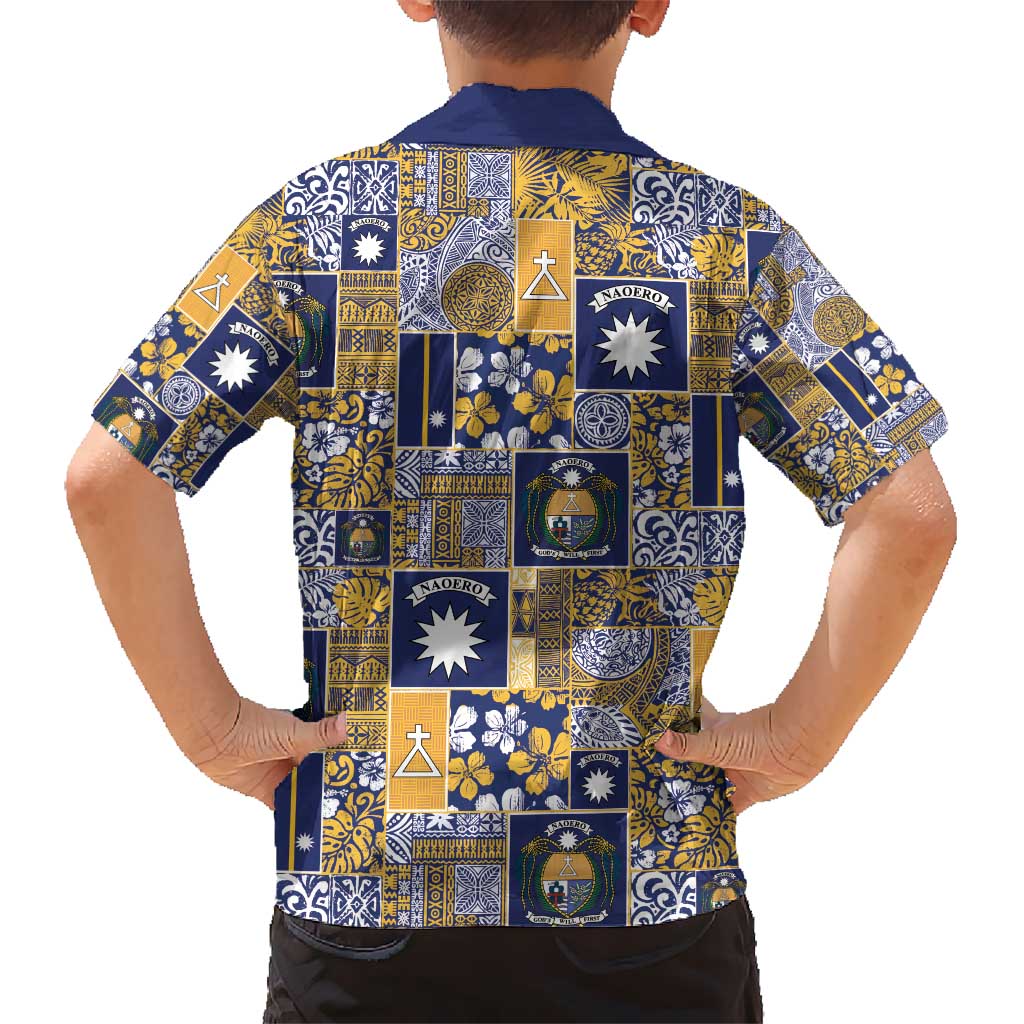 Ekamawir omo Nauru Kid Hawaiian Shirt Pacific Patchwork Xmas Vibes - Polynesian Pride