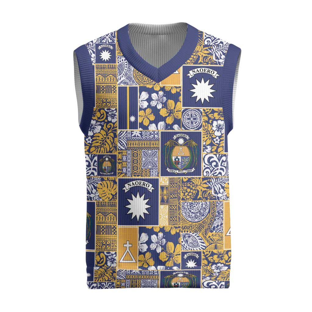 Ekamawir omo Nauru Christmas Knitted V-Neck Vest Pacific Patchwork Xmas Vibes - Polynesian Pride