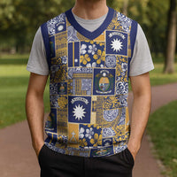 Ekamawir omo Nauru Christmas Knitted V-Neck Vest Pacific Patchwork Xmas Vibes - Polynesian Pride