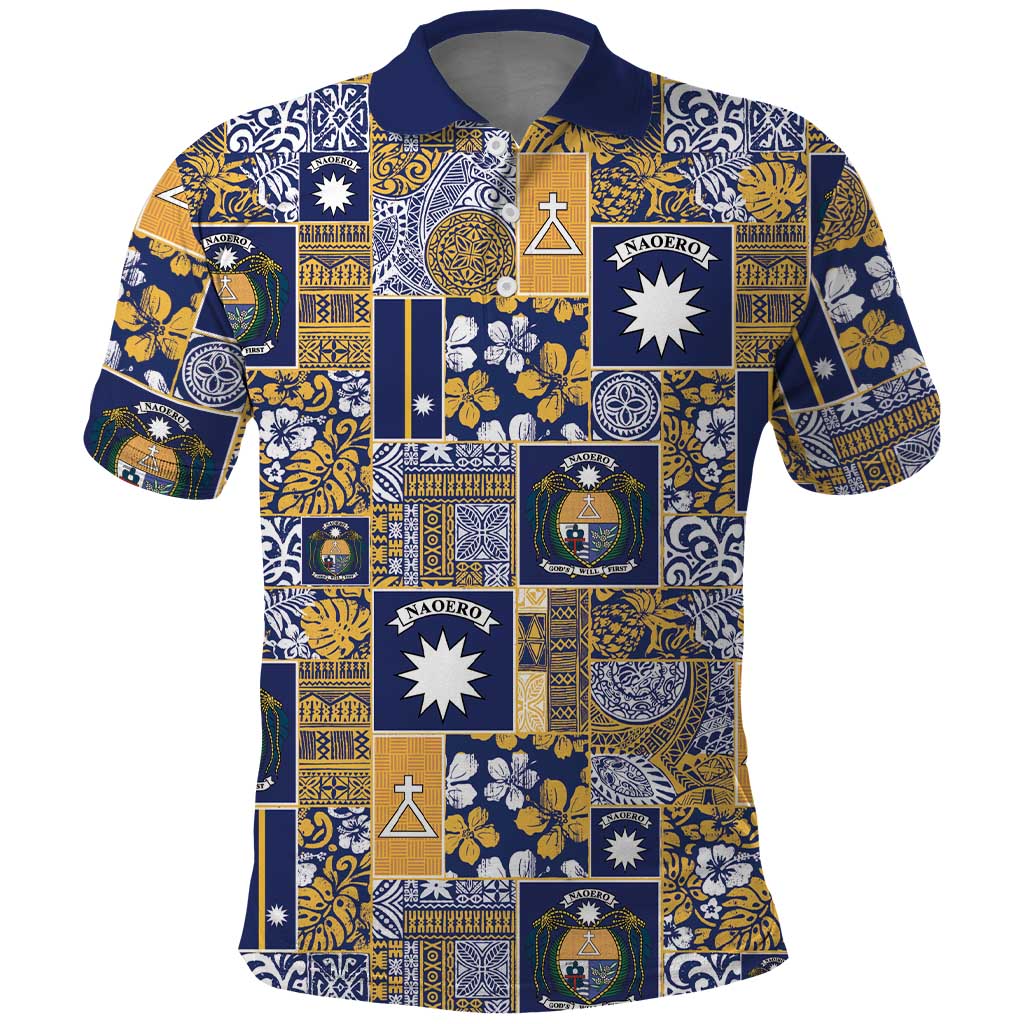 Ekamawir omo Nauru Polo Shirt Pacific Patchwork Xmas Vibes - Polynesian Pride