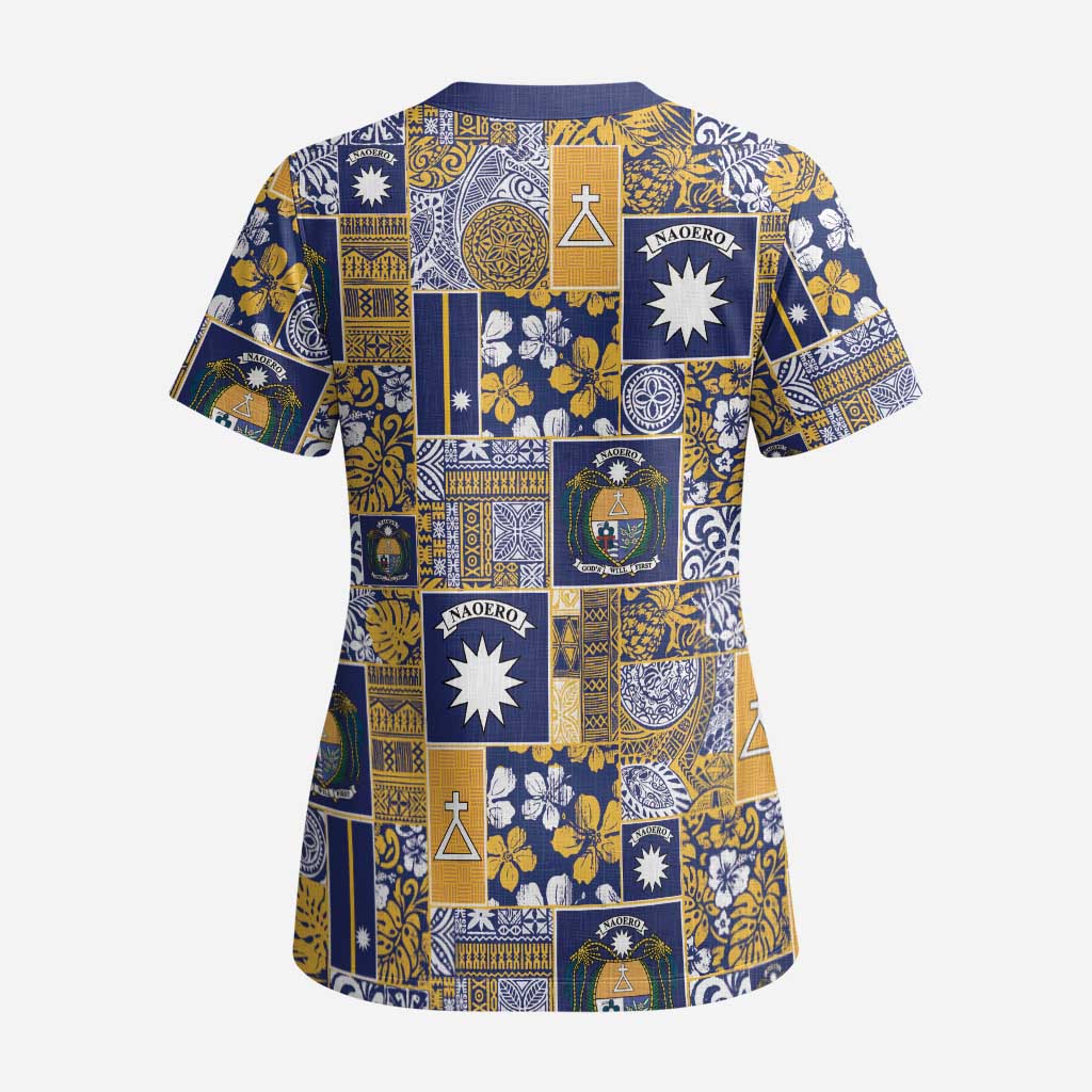 Ekamawir omo Nauru Scrub Top Pacific Patchwork Xmas Vibes - Polynesian Pride