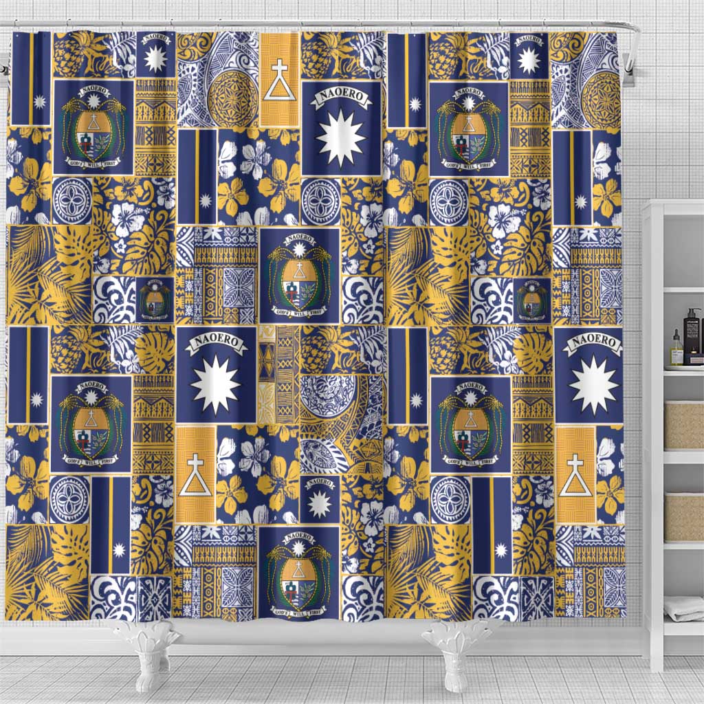 Ekamawir omo Nauru Shower Curtain Pacific Patchwork Xmas Vibes - Polynesian Pride