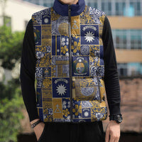Ekamawir omo Nauru Sleeveless Puffer Jacket Pacific Patchwork Xmas Vibes - Polynesian Pride