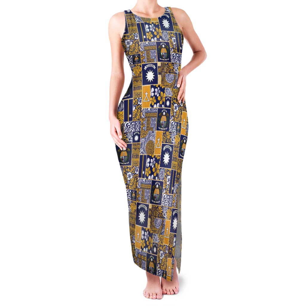 Ekamawir omo Nauru Tank Maxi Dress Pacific Patchwork Xmas Vibes - Polynesian Pride
