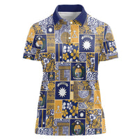 Ekamawir omo Nauru Women Polo Shirt Pacific Patchwork Xmas Vibes - Polynesian Pride