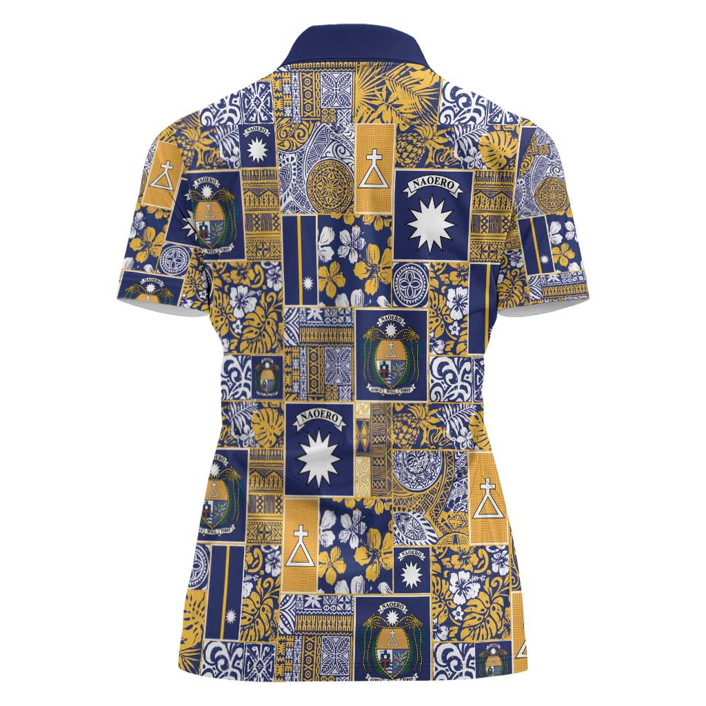 Ekamawir omo Nauru Women Polo Shirt Pacific Patchwork Xmas Vibes - Polynesian Pride