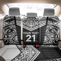 New Zealand Black Fern Custom Back Car Seat Cover Maori Tukutuku Black-white Motif LT9 - Polynesian Pride