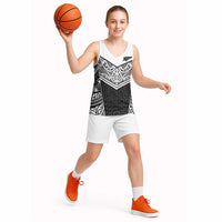 New Zealand Black Fern Custom Basketball Jersey Maori Tukutuku Black-white Motif LT9 - Polynesian Pride