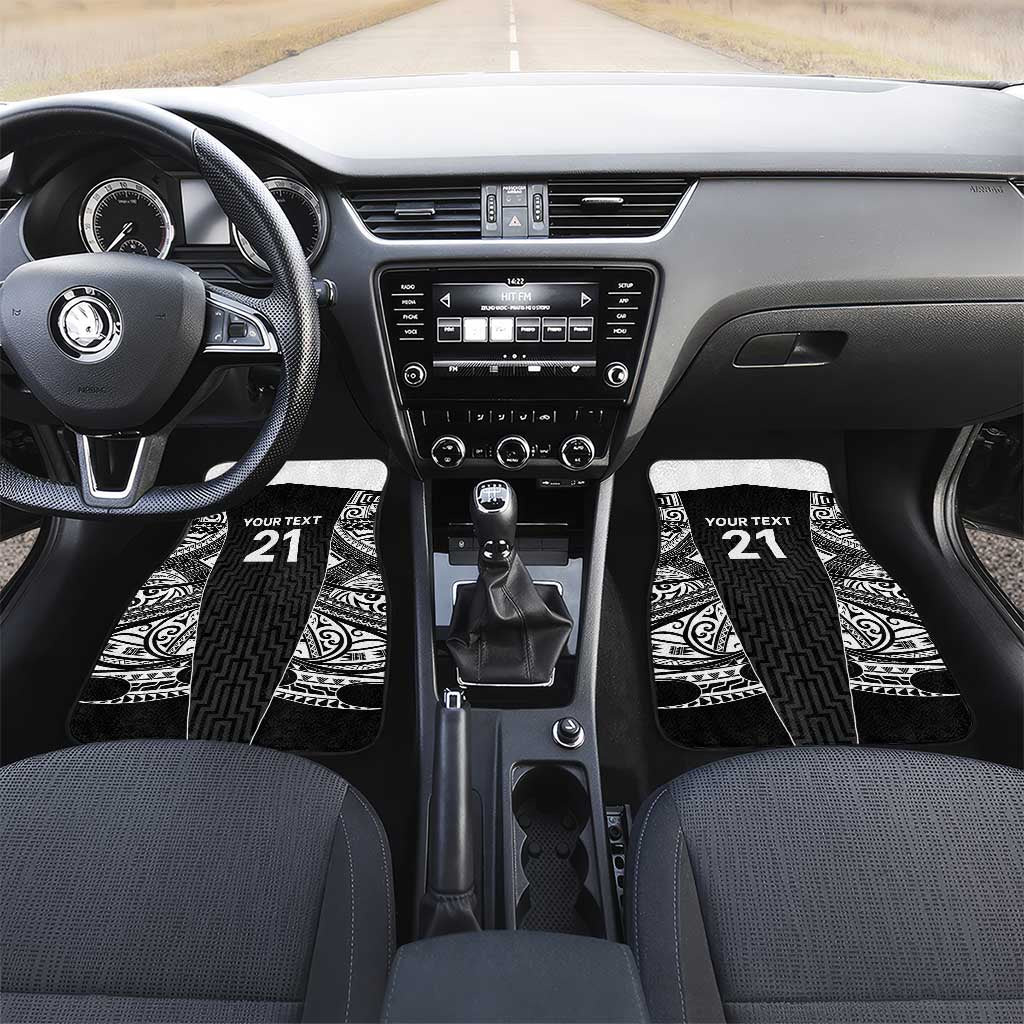 New Zealand Black Fern Custom Car Mats Maori Tukutuku Black-white Motif