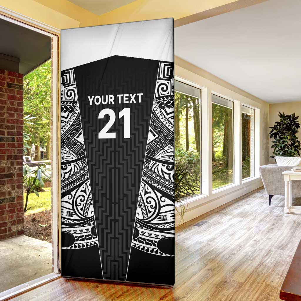 New Zealand Black Fern Custom Door Cover Maori Tukutuku Black-white Motif LT9 - Polynesian Pride