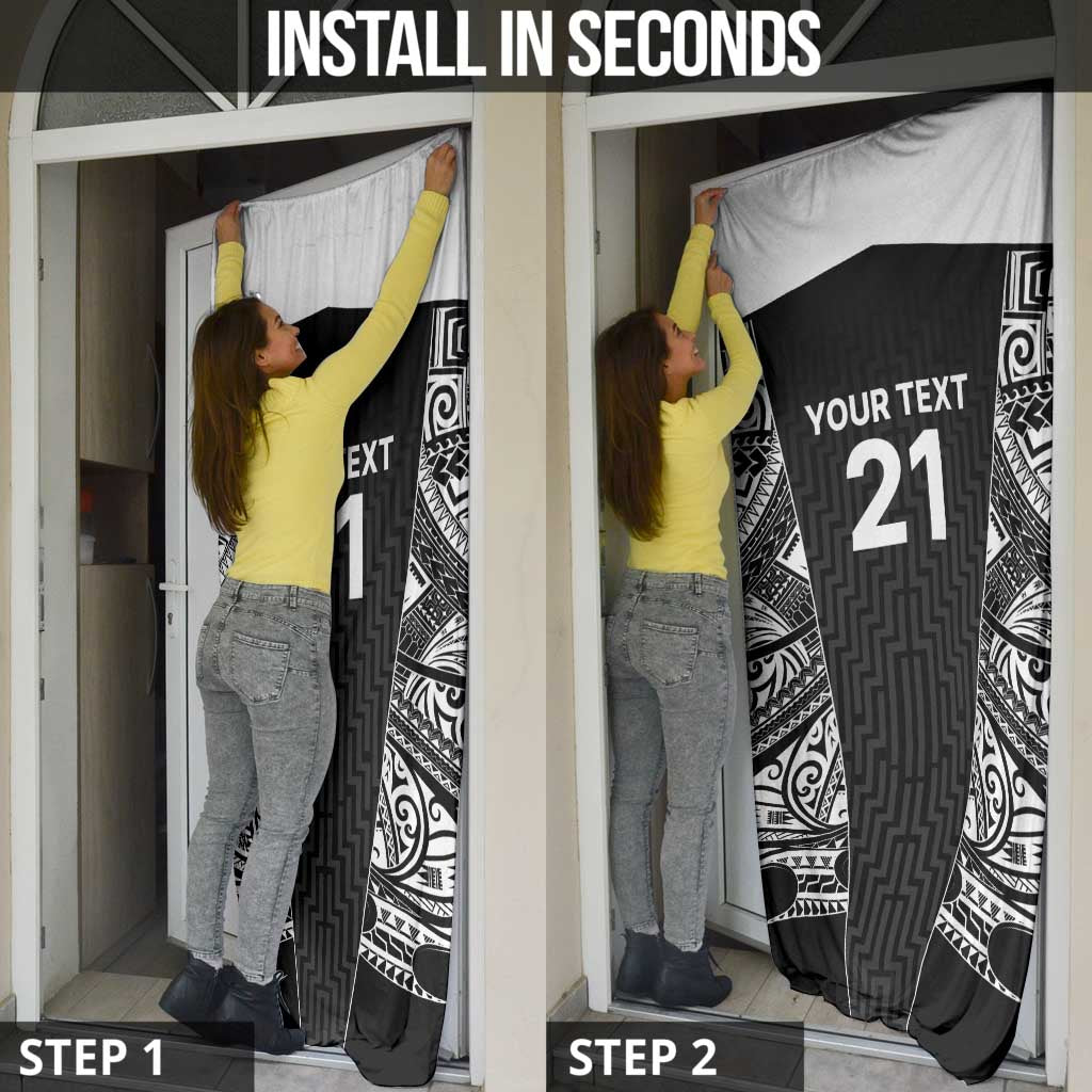 New Zealand Black Fern Custom Door Cover Maori Tukutuku Black-white Motif LT9 - Polynesian Pride