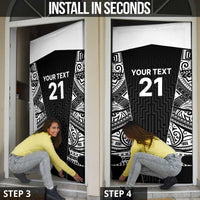 New Zealand Black Fern Custom Door Cover Maori Tukutuku Black-white Motif LT9 - Polynesian Pride