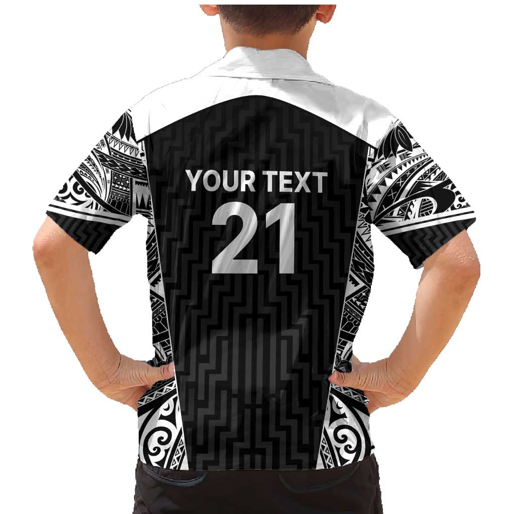 New Zealand Black Fern Custom Family Matching Mermaid Dress and Hawaiian Shirt Maori Tukutuku Black-white Motif LT9 - Polynesian Pride