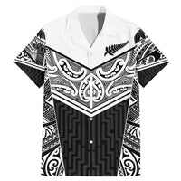 New Zealand Black Fern Custom Family Matching Mermaid Dress and Hawaiian Shirt Maori Tukutuku Black-white Motif LT9 Dad's Shirt - Short Sleeve White - Polynesian Pride