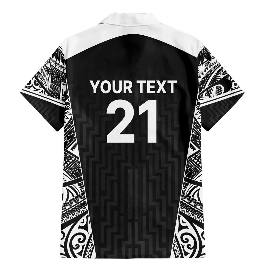 New Zealand Black Fern Custom Family Matching Mermaid Dress and Hawaiian Shirt Maori Tukutuku Black-white Motif LT9 - Polynesian Pride