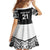 New Zealand Black Fern Custom Family Matching Off Shoulder Short Dress and Hawaiian Shirt Maori Tukutuku Black-white Motif