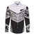 New Zealand Black Fern Custom Family Matching Off Shoulder Short Dress and Hawaiian Shirt Maori Tukutuku Black-white Motif