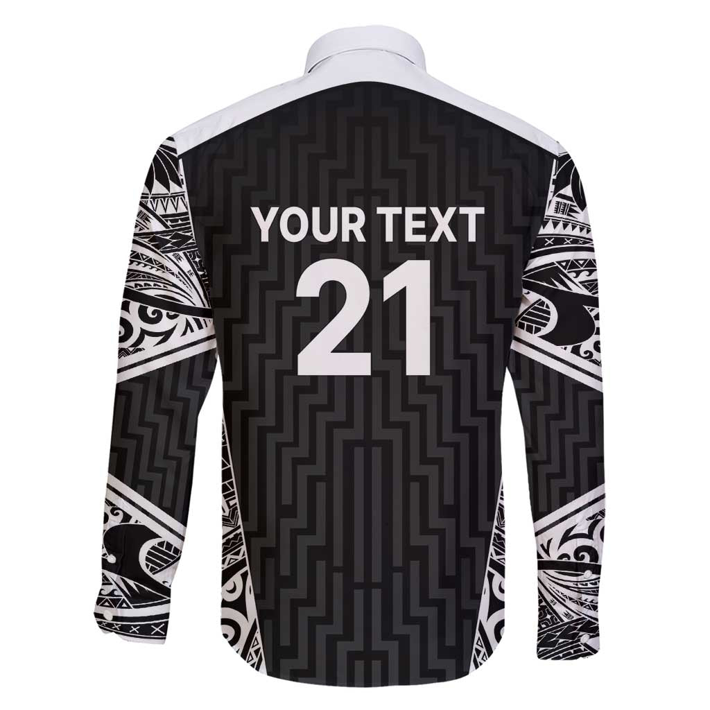 New Zealand Black Fern Custom Family Matching Off Shoulder Short Dress and Hawaiian Shirt Maori Tukutuku Black-white Motif LT9 - Polynesian Pride