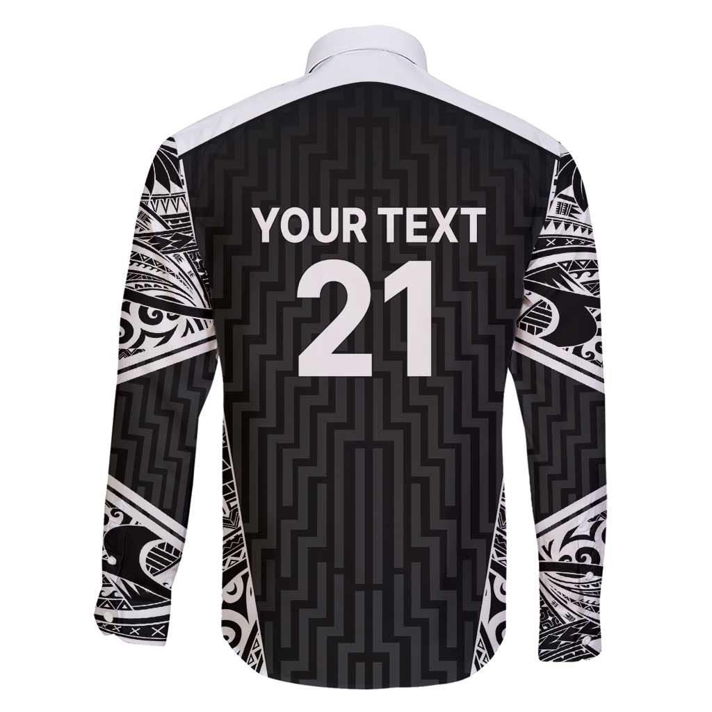 New Zealand Black Fern Custom Family Matching Short Sleeve Bodycon Dress and Hawaiian Shirt Maori Tukutuku Black-white Motif LT9 - Polynesian Pride