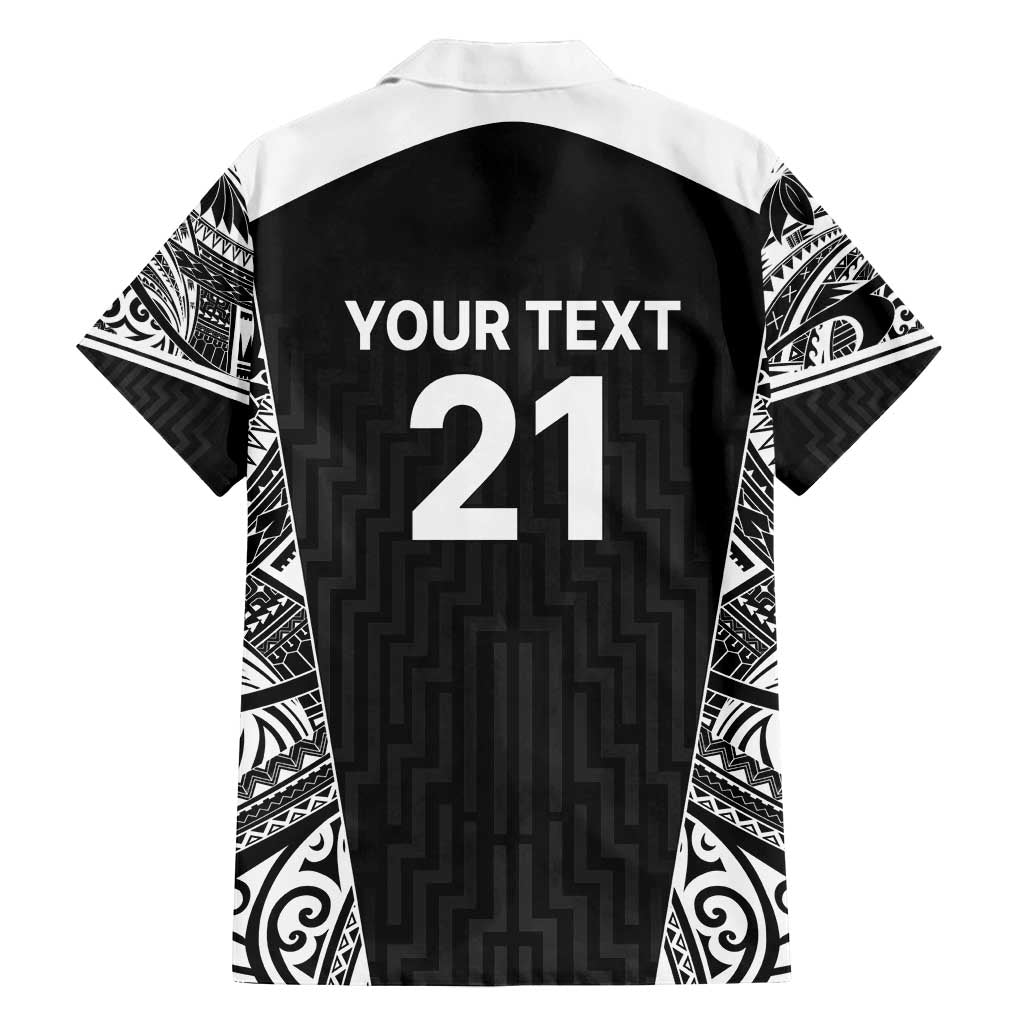 New Zealand Black Fern Custom Family Matching Summer Maxi Dress and Hawaiian Shirt Maori Tukutuku Black-white Motif LT9 - Polynesian Pride