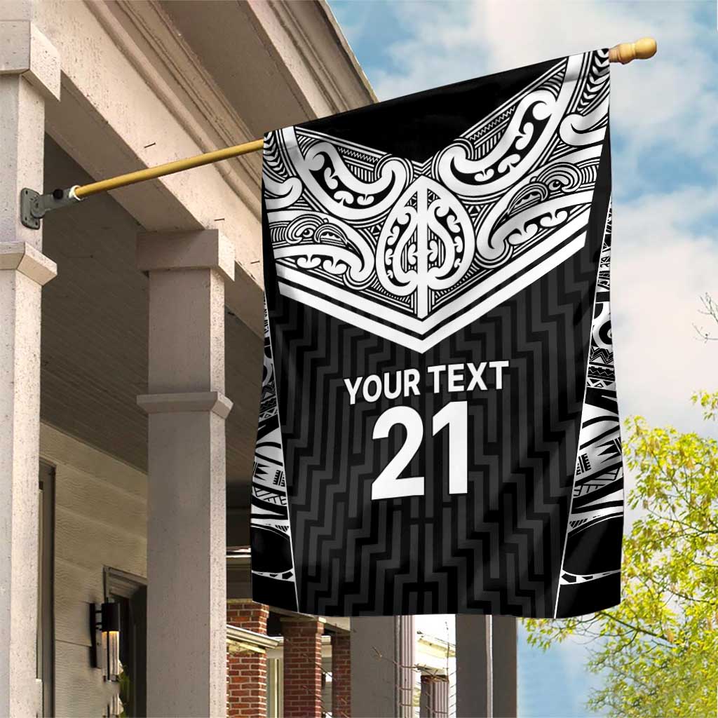 New Zealand Black Fern Custom Garden Flag Maori Tukutuku Black-white Motif LT9 House Flag White - Polynesian Pride