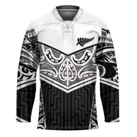 New Zealand Black Fern Custom Hockey Jersey Maori Tukutuku Black-white Motif LT9 Unisex White - Polynesian Pride