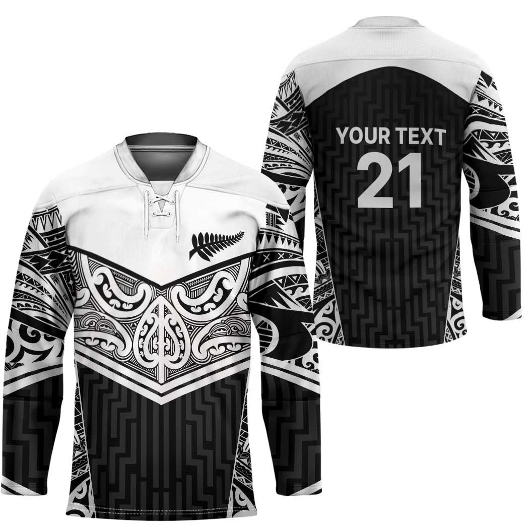 New Zealand Black Fern Custom Hockey Jersey Maori Tukutuku Black-white Motif LT9 - Polynesian Pride
